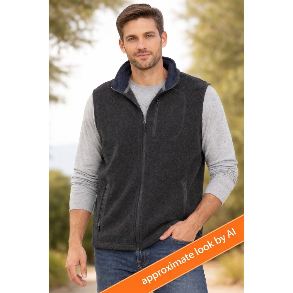 Stillwater Supply Co Mens 2XL Fleece Vest Full Zip Charcoal Gray Ribbed Knit